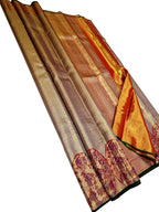 Exquisite Multicolor Kanjeevaram Handloom Pure Tissue Silk Bird Design Saree - Luxurion World
