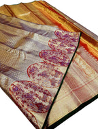 Exquisite Multicolor Kanjeevaram Handloom Pure Tissue Silk Bird Design Saree - Luxurion World