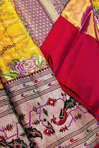 Yellow Kanjeevaram Handloom Pure Tissue Silk Flower Design Saree - Luxurion World