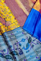 Yellow Kanjeevaram Handloom Pure Tissue Silk Flower Design Saree - Luxurion World
