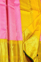 Stunning Pink & Yellow Handloom Kanjeevaram Pure Silk Saree - Luxurion World