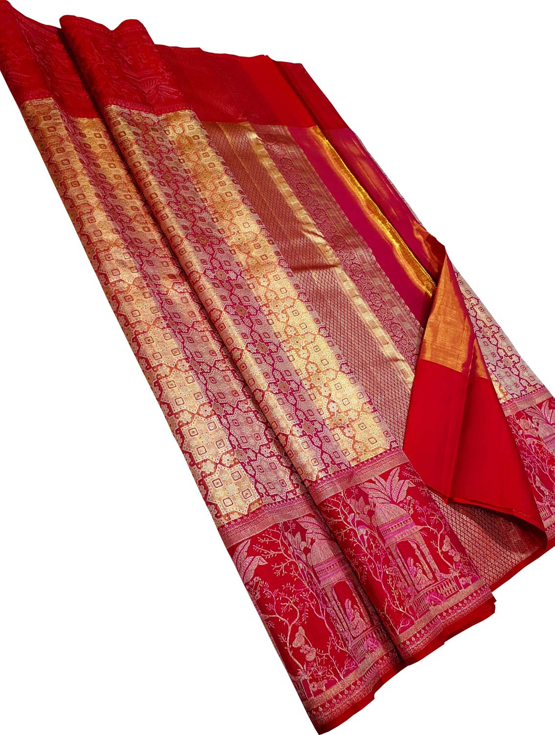 Exquisite Pink Kanjeevaram Handloom Pure Tissue Silk Saree - Luxurion World