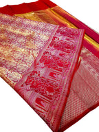 Exquisite Pink Kanjeevaram Handloom Pure Tissue Silk Saree - Luxurion World