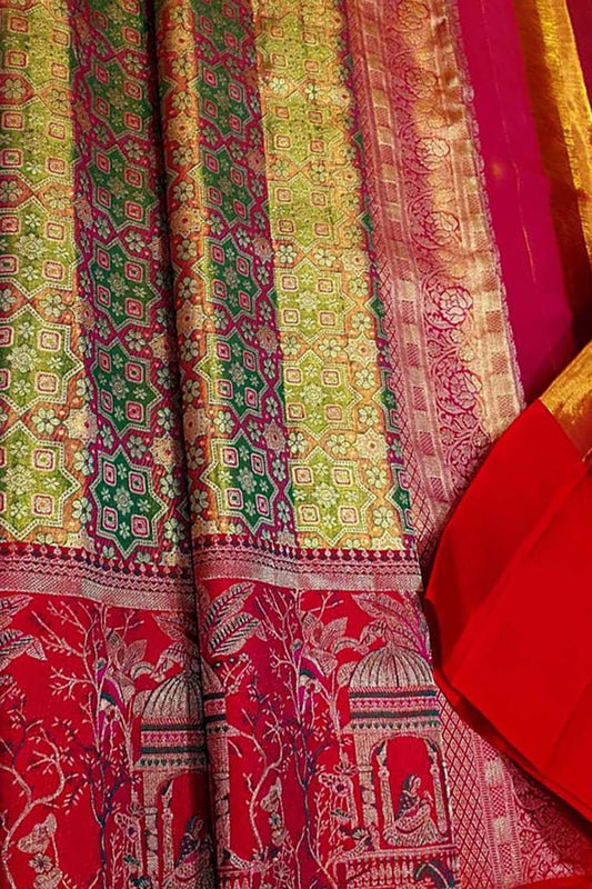 Exquisite Green Kanjeevaram Handloom Pure Tissue Silk Saree - Luxurion World