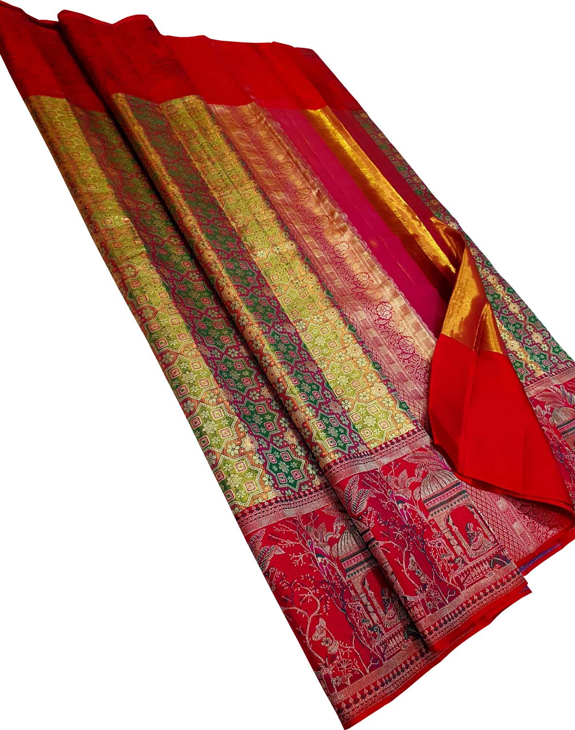 Exquisite Green Kanjeevaram Handloom Pure Tissue Silk Saree - Luxurion World