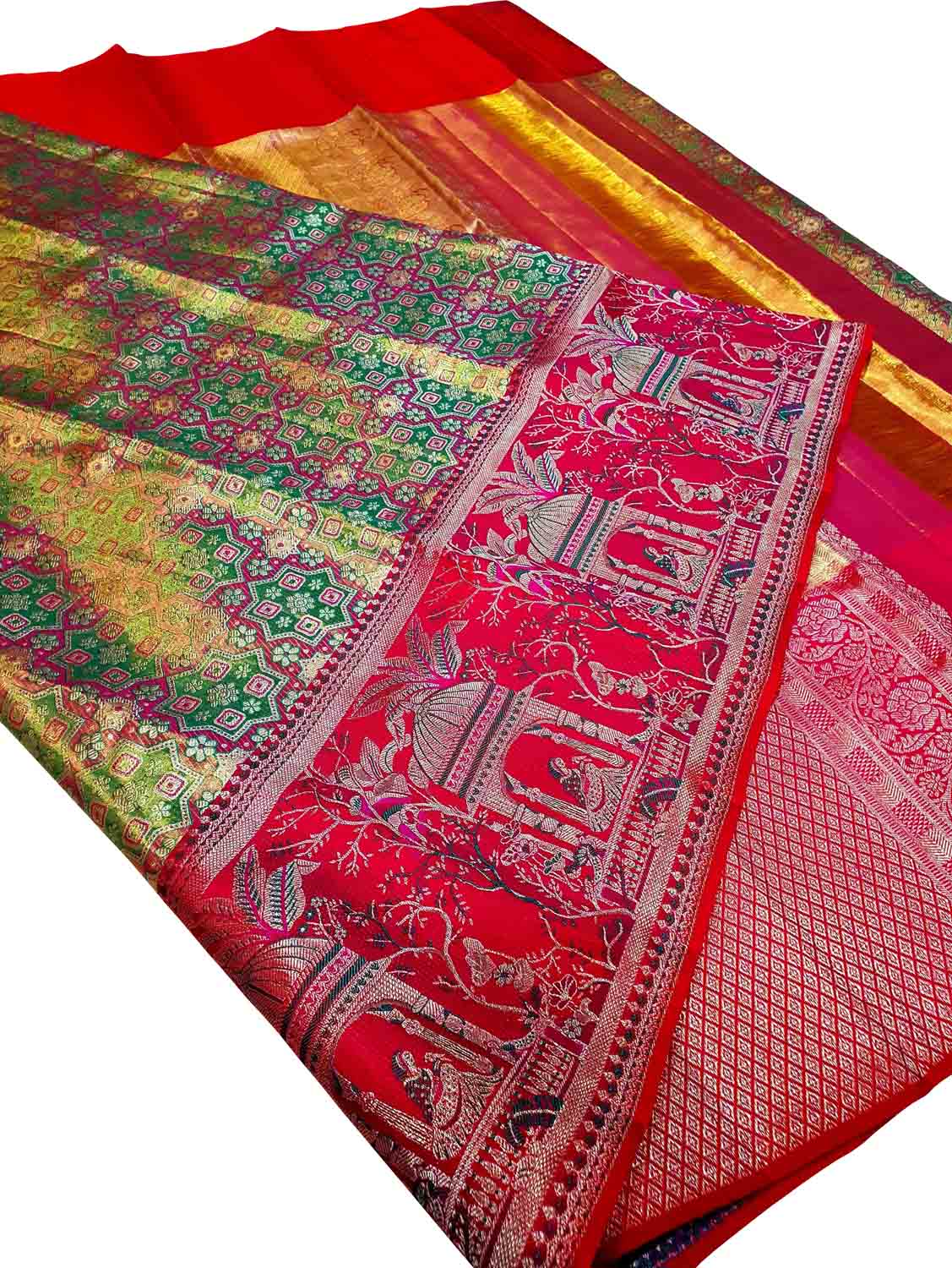 Exquisite Green Kanjeevaram Handloom Pure Tissue Silk Saree - Luxurion World