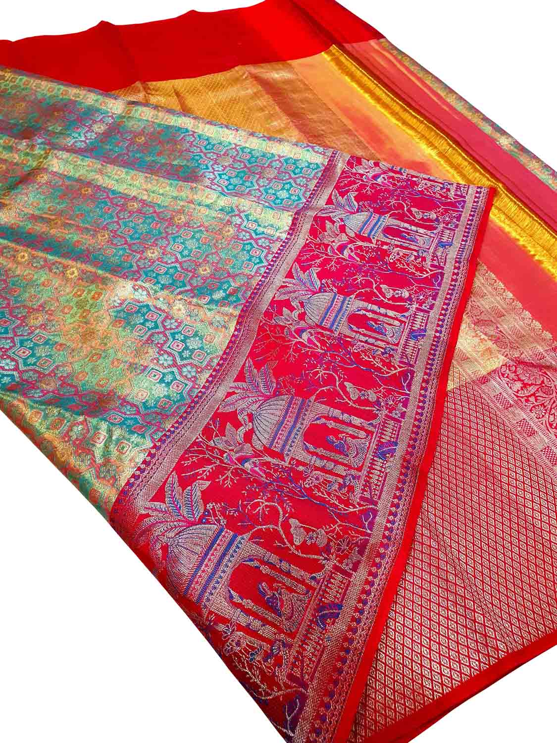 Exquisite Blue Kanjeevaram Handloom Pure Tissue Silk Saree - Luxurion World