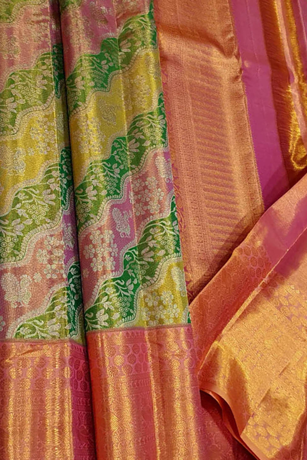 Exquisite Multicolor Kanjeevaram Handloom Pure Tissue Silk Saree - Luxurion World