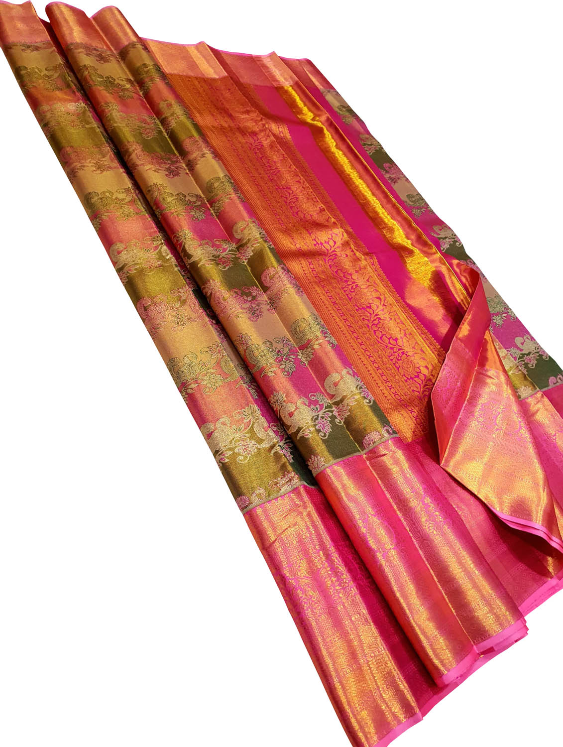 Exquisite Multicolor Kanjeevaram Handloom Pure Tissue Silk Saree - Luxurion World