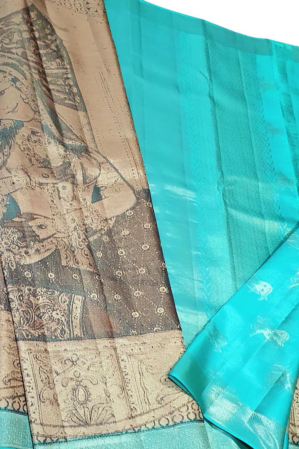 Blue And Pastel Kanjeevaram Handloom Pure Silk Saree - Luxurion World