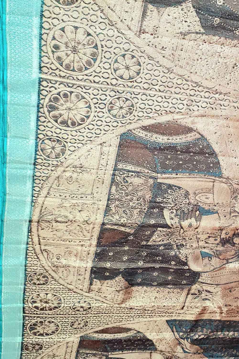 Blue And Pastel Kanjeevaram Handloom Pure Silk Saree - Luxurion World