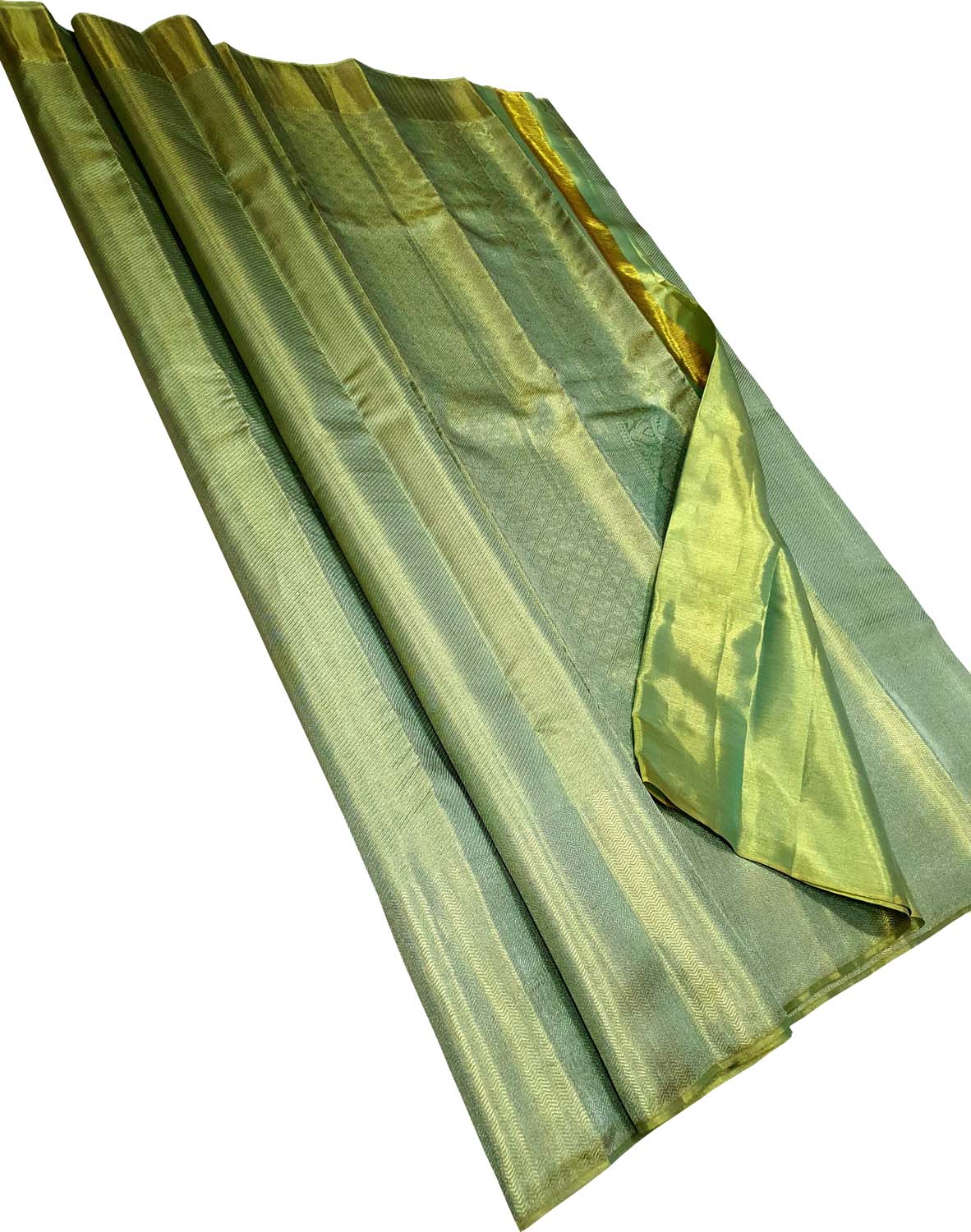 Green Kanjeevaram Handloom Pure Tissue Silk Saree - Luxurion World