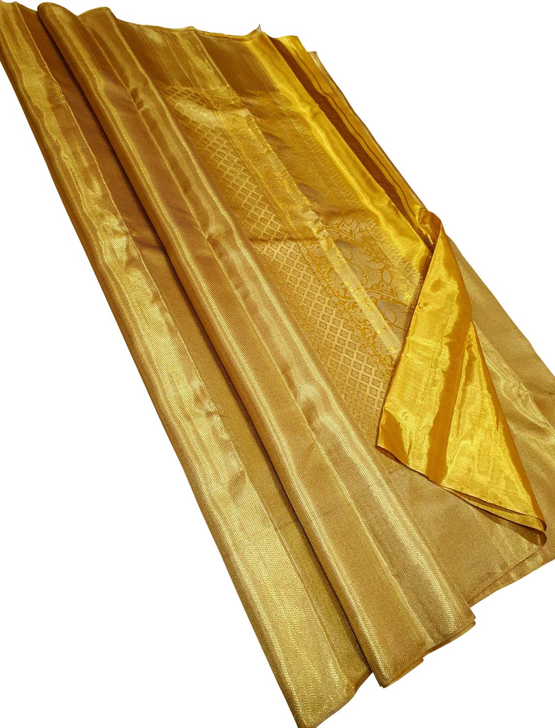 Golden Kanjeevaram Handloom Pure Tissue Silk Saree - Luxurion World