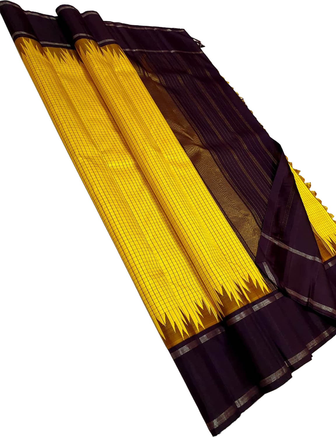 Yellow Handloom Kanjeevaram Pure Silk Saree - Luxurion World