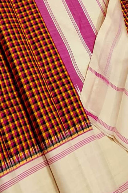 Multicolor Kanjeevaram Pure Silk Saree - Luxurion World