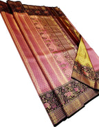 Exquisite Pink Kanjeevaram Handloom Pure Silk Saree - Luxurion World