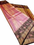 Exquisite Pink Kanjeevaram Handloom Pure Silk Saree - Luxurion World