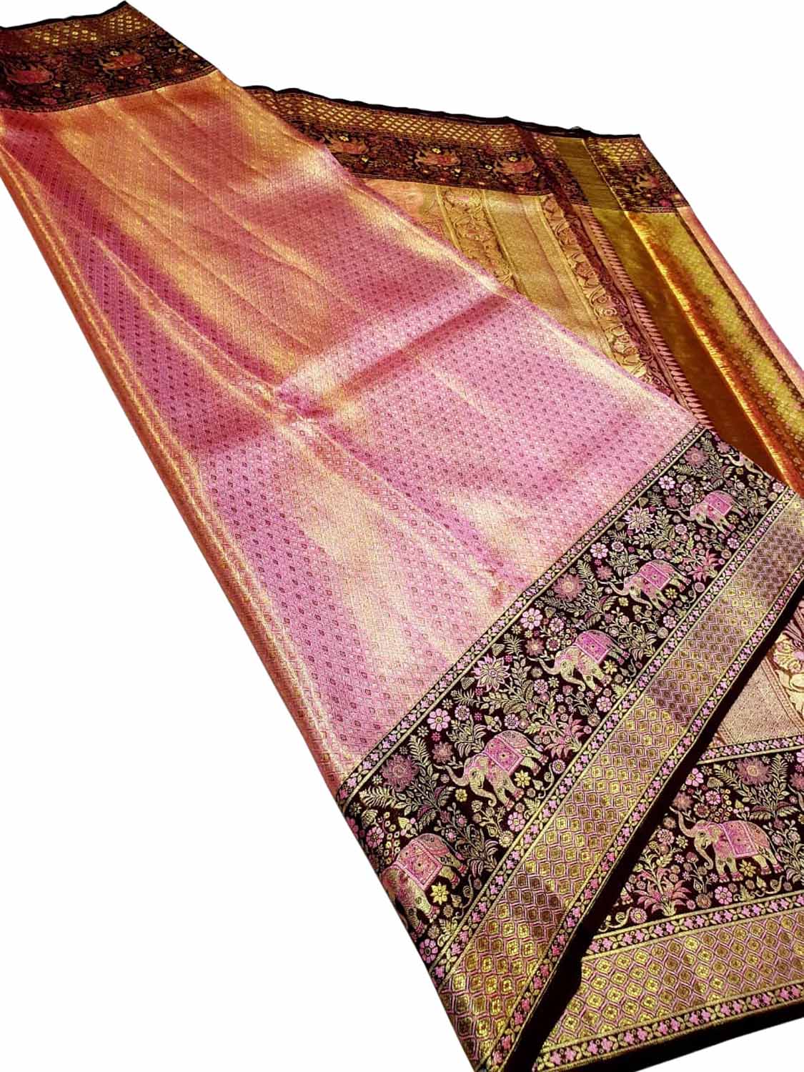 Exquisite Pink Kanjeevaram Handloom Pure Silk Saree - Luxurion World