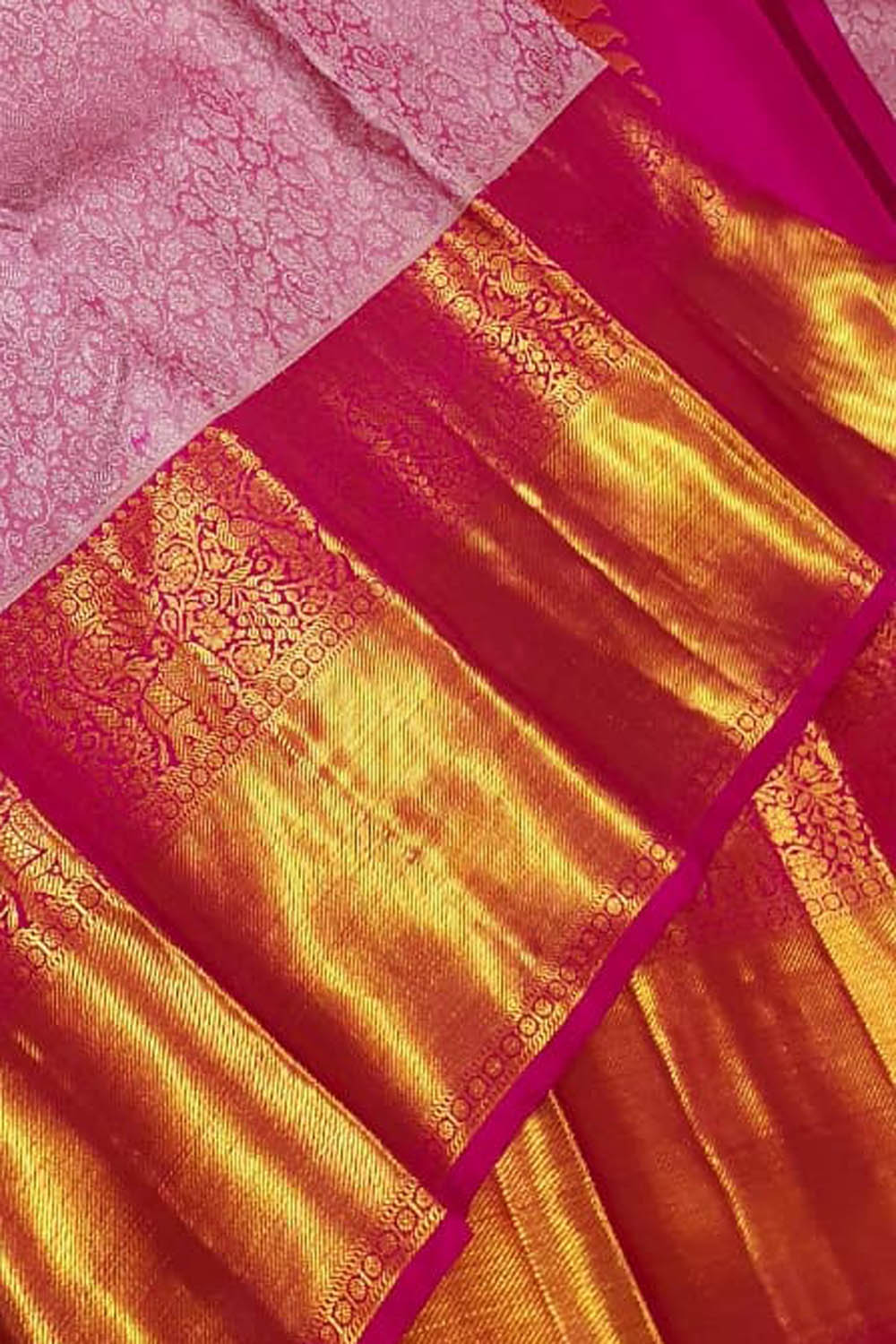 Exquisite Pink Kanjeevaram Pure Silk Saree - Luxurion World