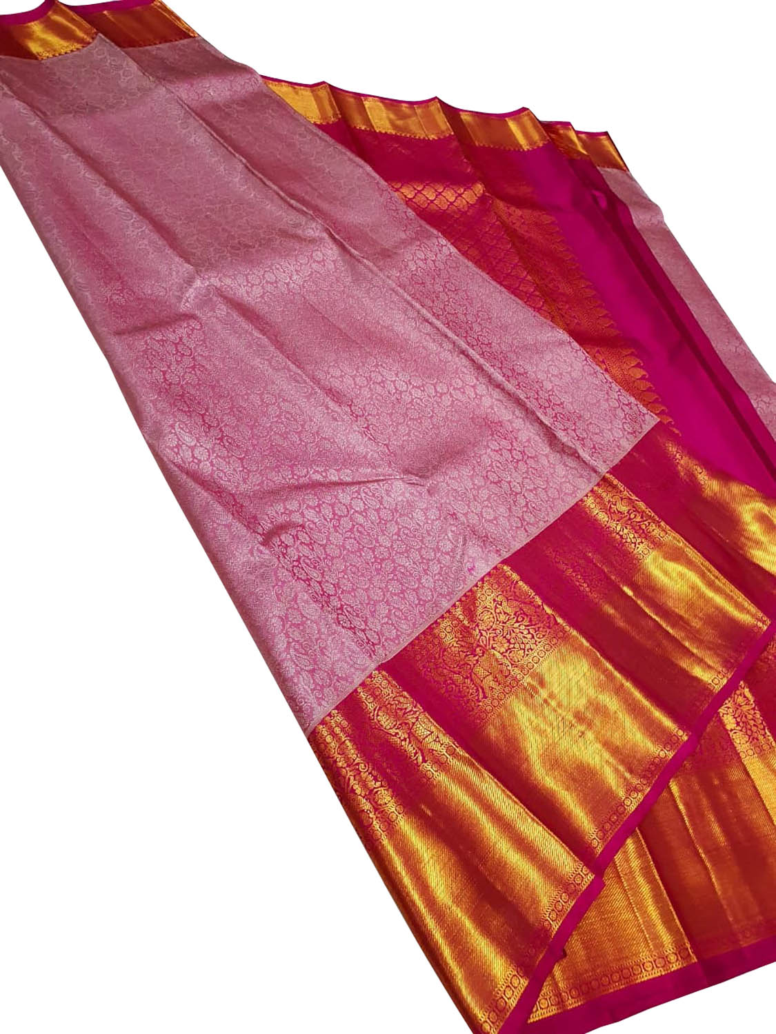 Exquisite Pink Kanjeevaram Pure Silk Saree - Luxurion World