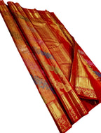 Exquisite Red Kanjeevaram Handloom Pure Silk Saree - Luxurion World