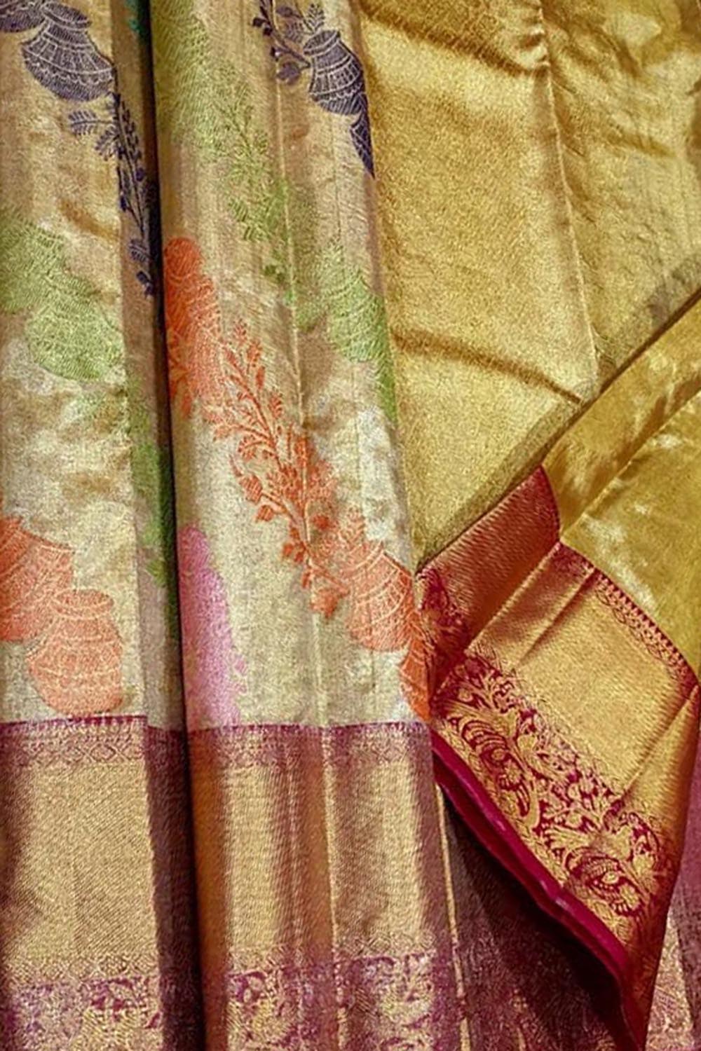 Exquisite Multicolor Kanjeevaram Handloom Pure Silk Saree - Luxurion World