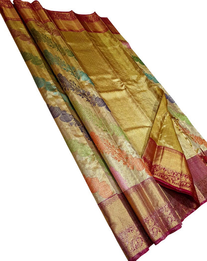 Exquisite Multicolor Kanjeevaram Handloom Pure Silk Saree - Luxurion World