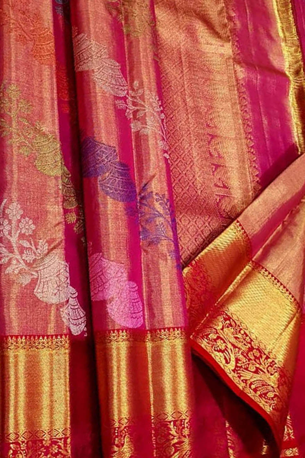 Exquisite Pink Kanjeevaram Handloom Pure Silk Saree - Luxurion World