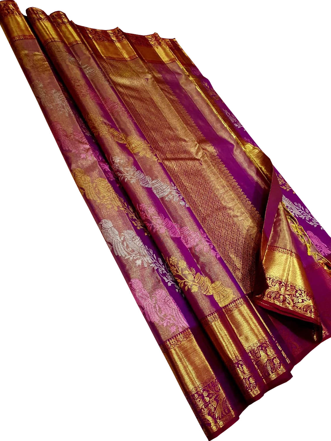 Exquisite Purple Kanjeevaram Handloom Pure Silk Saree - Luxurion World