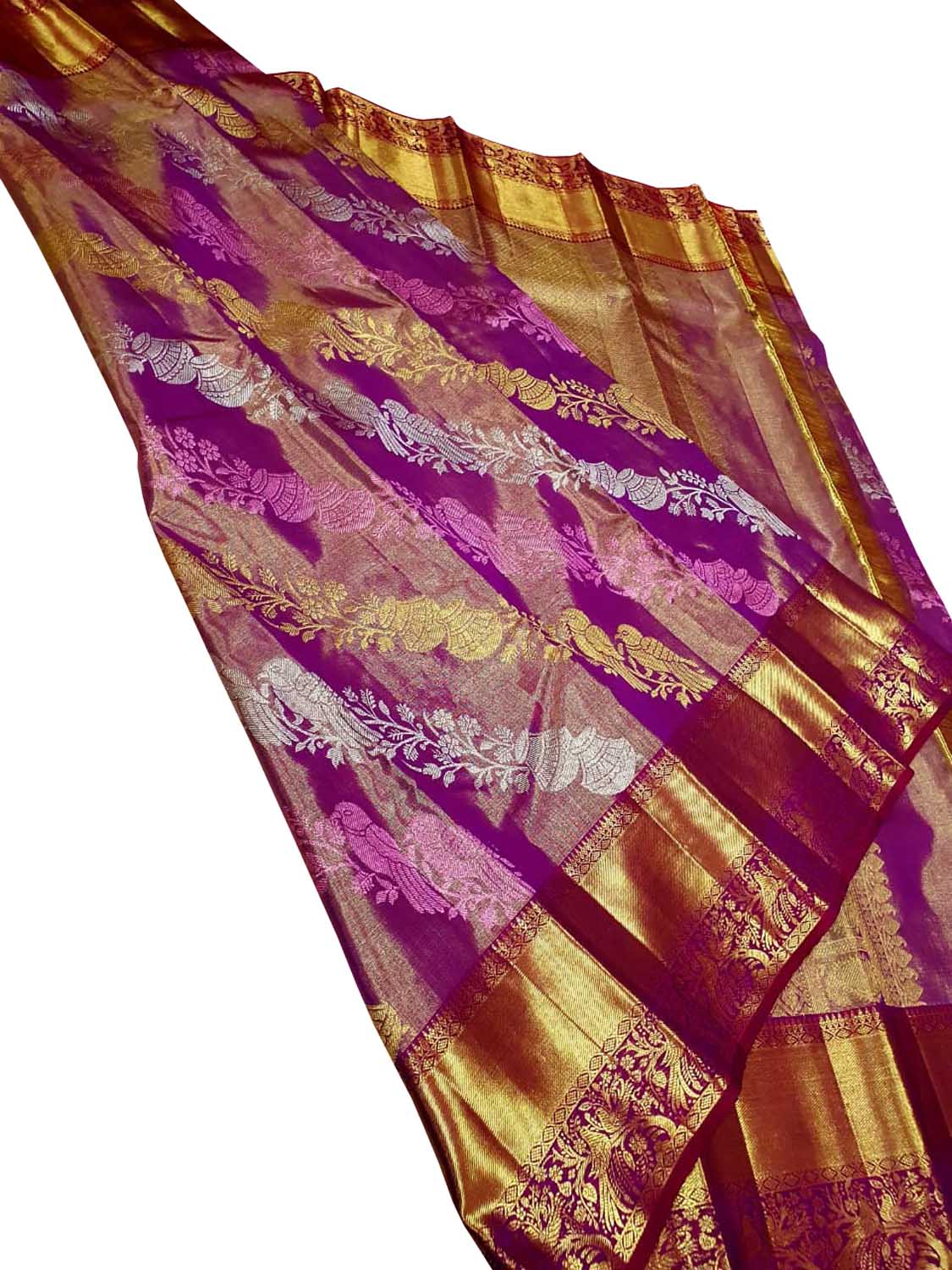 Exquisite Purple Kanjeevaram Handloom Pure Silk Saree - Luxurion World