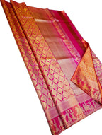 Exquisite Pink Kanjeevaram Silk Saree - Handloom Beauty - Luxurion World