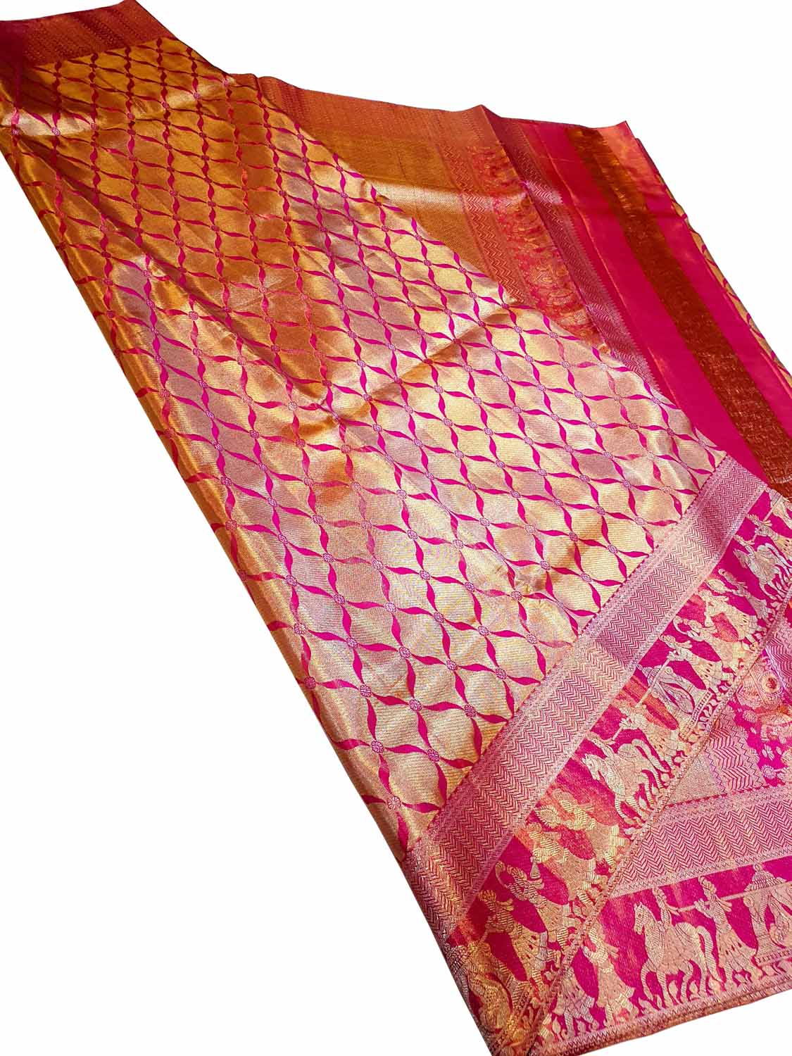 Exquisite Pink Kanjeevaram Silk Saree - Handloom Beauty - Luxurion World