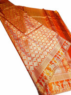 Orange Kanjeevaram Silk Saree: Handloom Elegance - Luxurion World