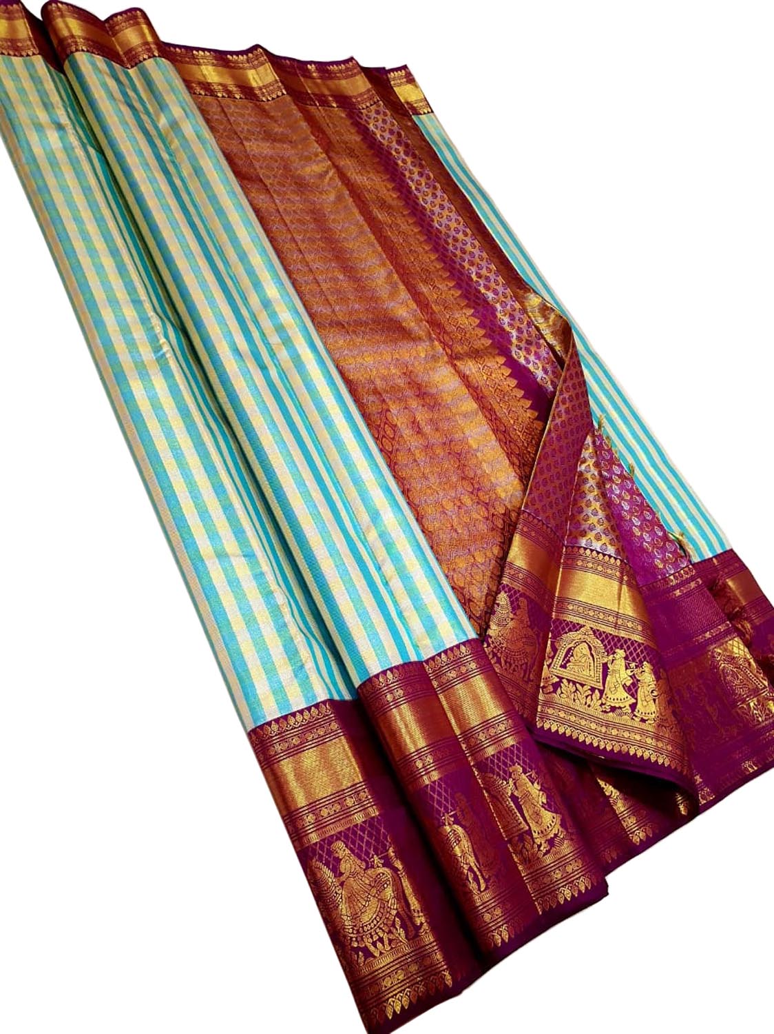 Blue Kanjeevaram Pure Silk Saree - Luxurion World