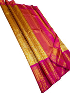 Exquisite Golden Silk Kanjeevaram Saree Handloom - Luxurion World