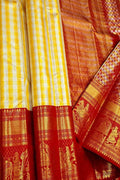 Yellow Silk Kanjeevaram Saree - Handloom Elegance - Luxurion World