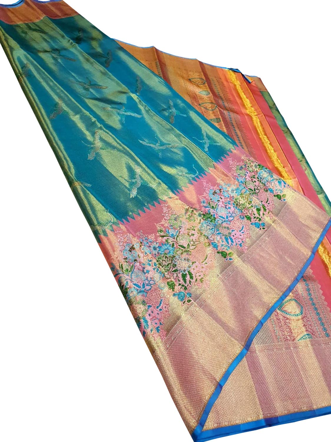 Blue Silk Kanjeevaram Saree - Handloom Elegance - Luxurion World