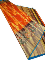 Orange Pure Silk Kanjeevaram Saree - Handloom Elegance - Luxurion World