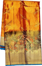 Orange Pure Silk Kanjeevaram Saree - Handloom Elegance - Luxurion World