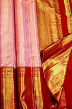 Exquisite Pink Pure Tissue Silk With Real Gold Zari Handloom Kanjeevaram Saree - Luxurion World
