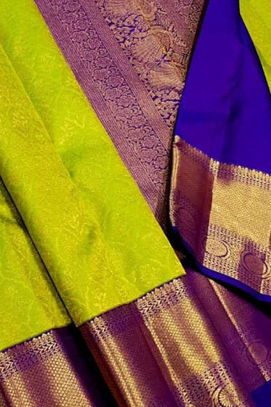 Green Handloom Kanjeevaram Pure Silk Saree - Luxurion World