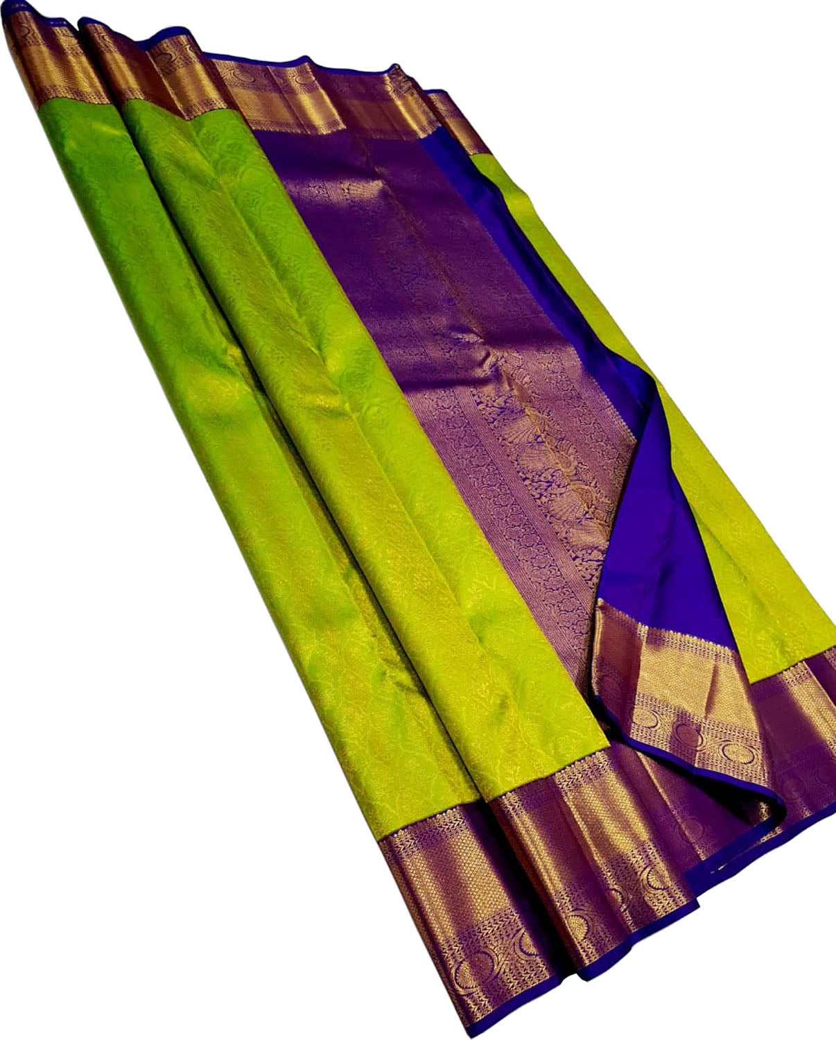 Green Handloom Kanjeevaram Pure Silk Saree - Luxurion World
