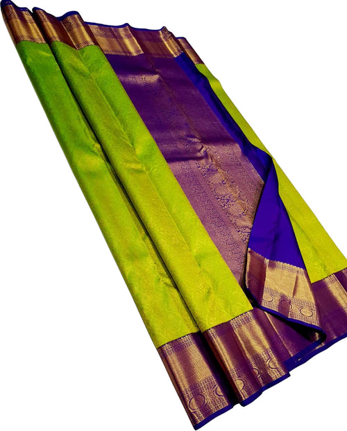 Green Handloom Kanjeevaram Pure Silk Saree - Luxurion World