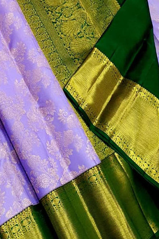 Exquisite Purple Handloom Kanjeevaram Silk Saree - Luxurion World