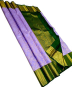 Exquisite Purple Handloom Kanjeevaram Silk Saree - Luxurion World