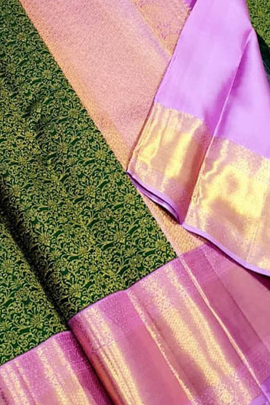 Green Handloom Kanjeevaram Silk Saree - Pure Elegance - Luxurion World