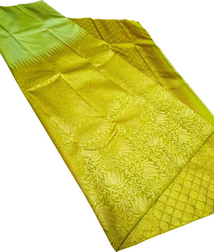 Green Pure Silk Kanjeevaram Handloom Korvai Saree - Luxurion World