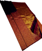 Maroon Pure Silk Kanjeevaram Handloom Korvai Saree - Luxurion World