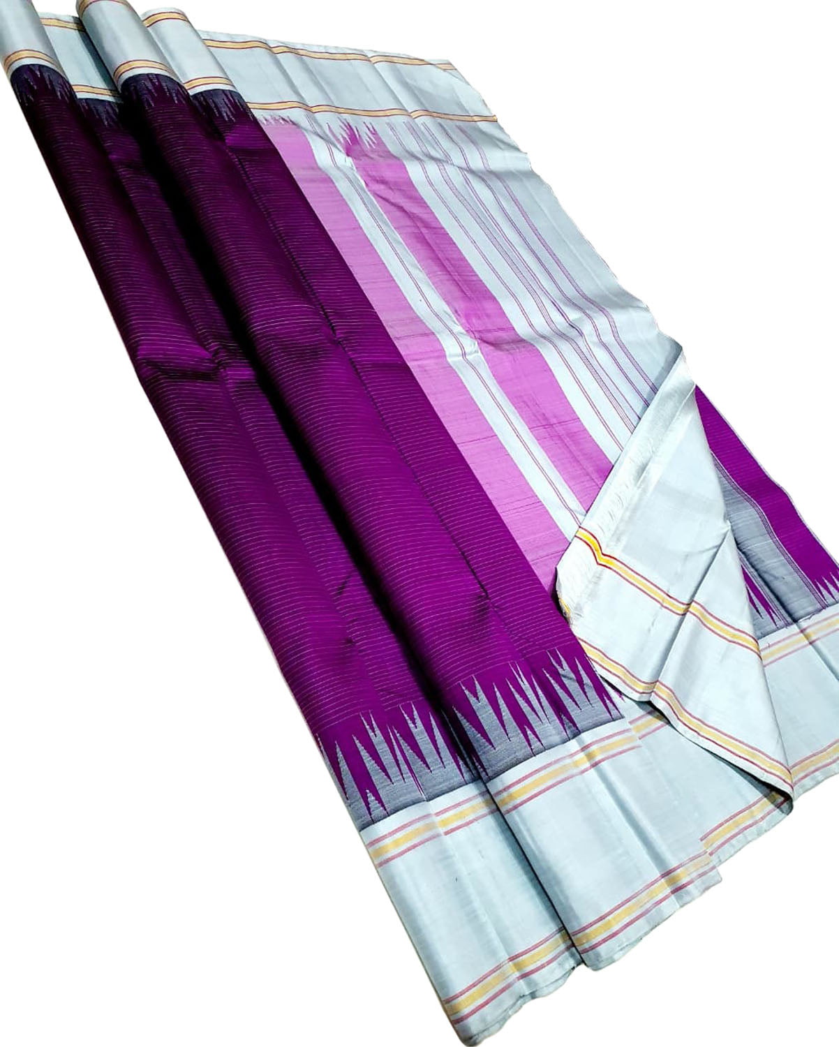 Pink Pure Kanjivaram Silk Korvai Handloom Saree - Luxurion World