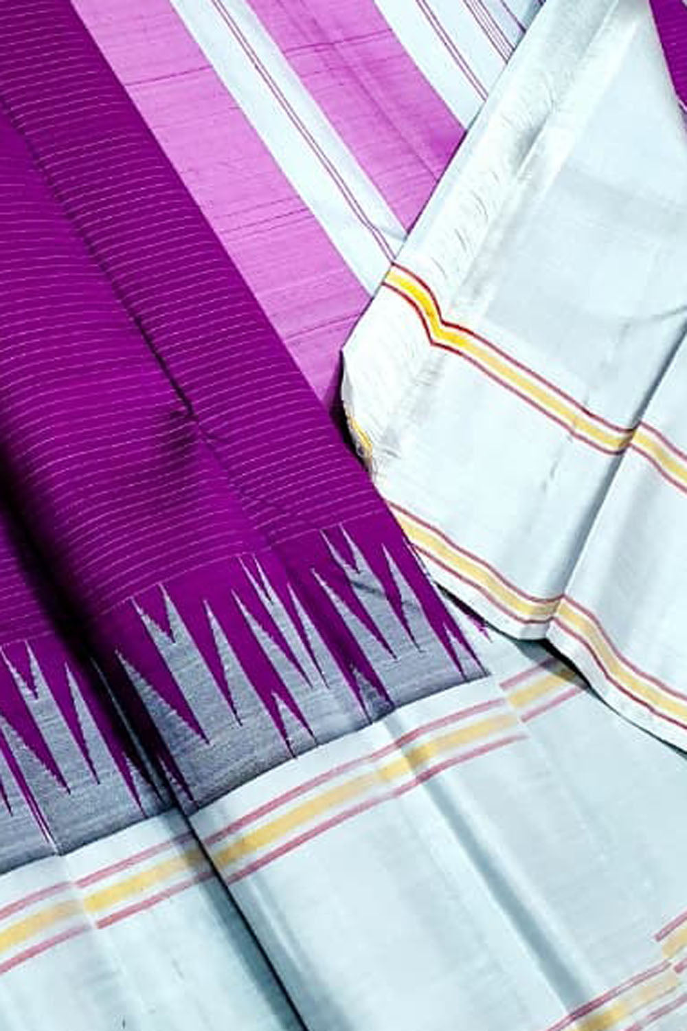 Pink Pure Kanjivaram Silk Korvai Handloom Saree - Luxurion World